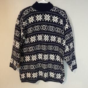 VTG‎ American Pride Sweater Womens Large Blue Nordic Snowflake Knit Holiday USA